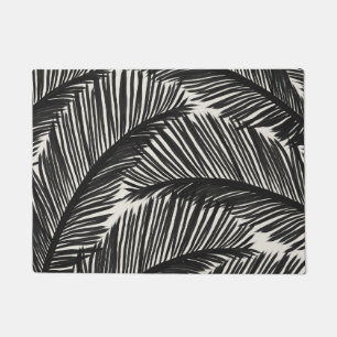Paillasson Motif Tropical moderne en feuille de palme noire