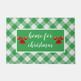 Paillasson Motif vert En vichy maison pour Noël personnalisé