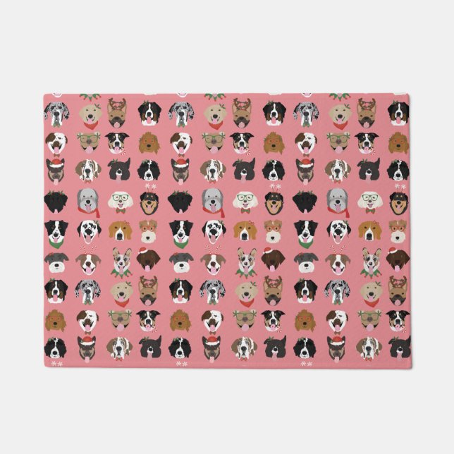 Paillasson Motif visage chien de Noël (Devant)