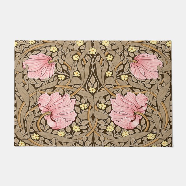 Paillasson Motif W Morris Pimpernel en rose et sépia (Devant)