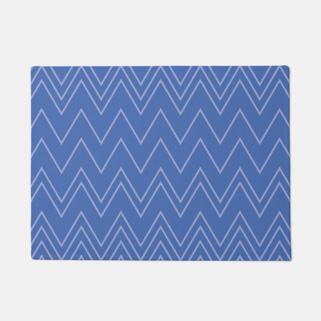 Paillasson Motif zigzag bleu, moderne, simple, cool et tendan (Devant)