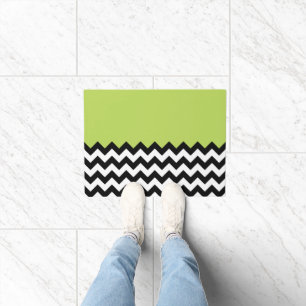 Paillasson Motif Zigzag noir et blanc, Chevron, Vert