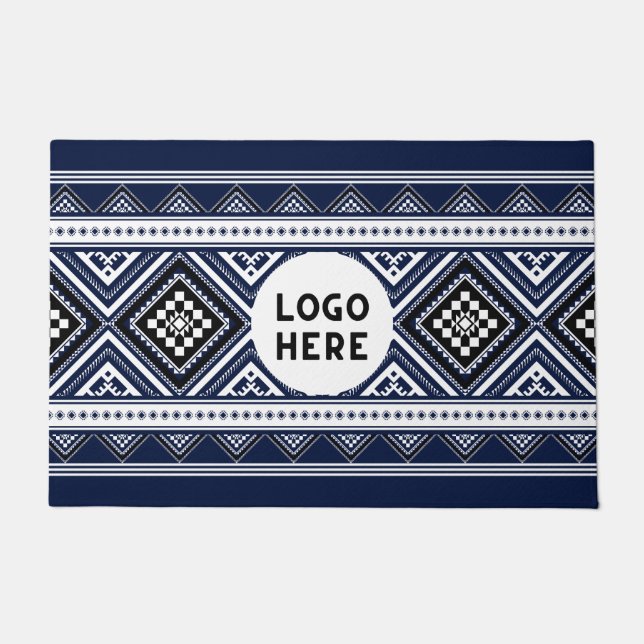 Paillasson Motifs ethniques Abstraits noirs avec logo (Devant)