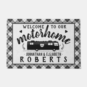 Paillasson Motorhome RV Russe Gris Plaid Farmhouse Custom Lg