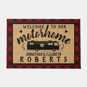 Paillasson Motorhome RV Russe Red Plaid Farmhouse Custom Lrg
