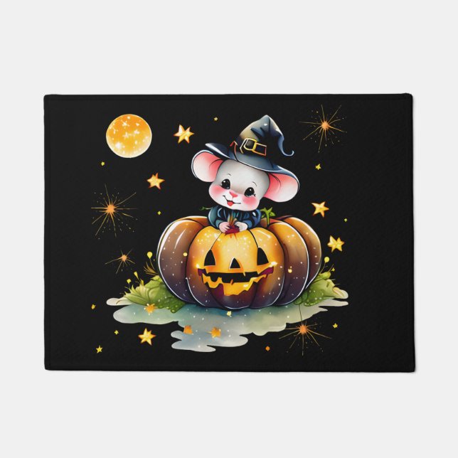 Paillasson Mousey Witch Halloween Porte Mat Arrière - plan no (Devant)