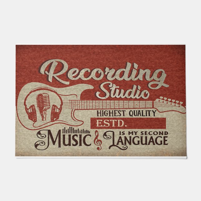 Paillasson Music Is My Second Language Mat, Studio Decor (Devant)