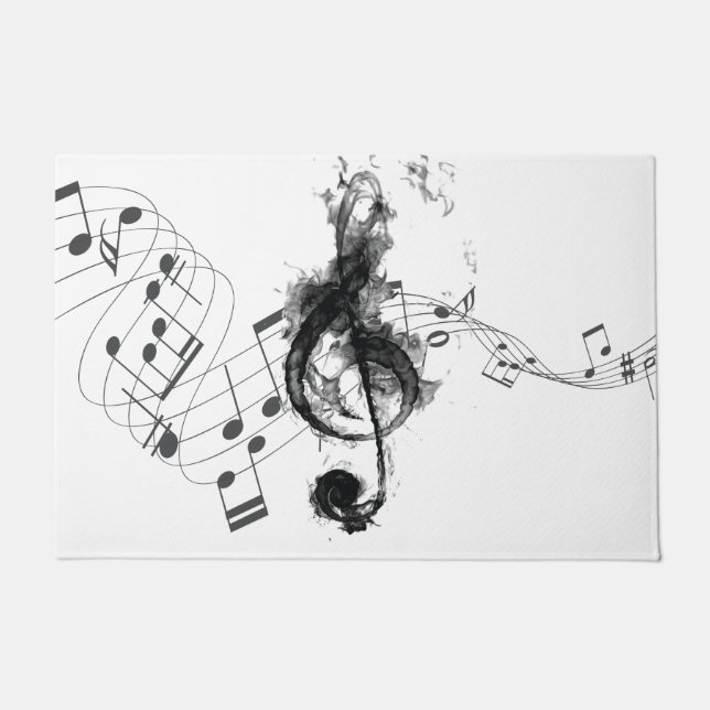 Paillasson Music Note Luxe noir et blanc (Devant)