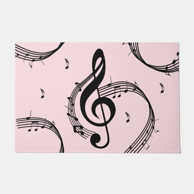 Paillasson Musique de clef de sol climactique rose (Devant)