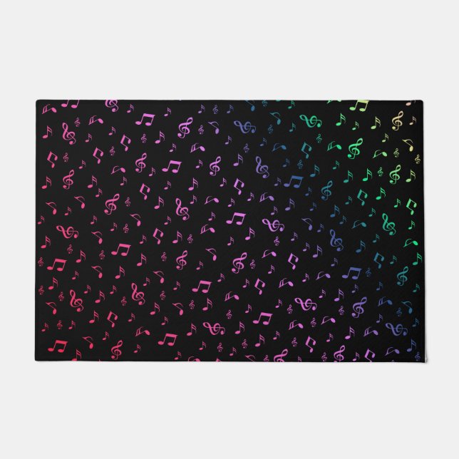 Paillasson musique, musical, note, mélodie, noir, son, clef, (Devant)