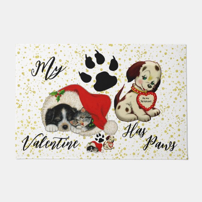 Paillasson My Valentine Has Pws Charming mignon Amoureux de l (Devant)