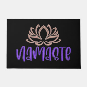 Paillasson Namaste Zen Yoga Lotus Méditation Violet Noir