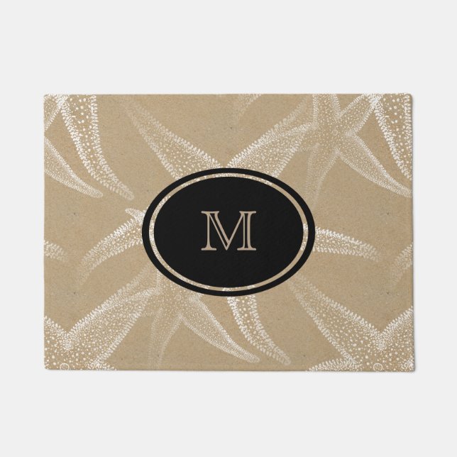 Paillasson Natte de monogramme de plage de sable d'étoiles de (Devant)