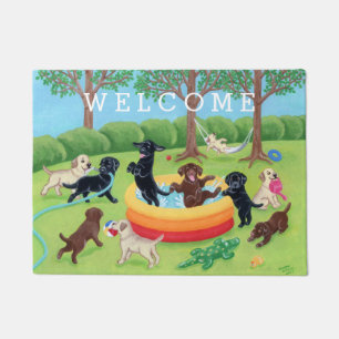 Paillasson Natte de peinture de Labradors d'amusement d'été