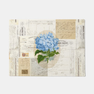 Paillasson Natte française d'éphémères d'hortensia bleu