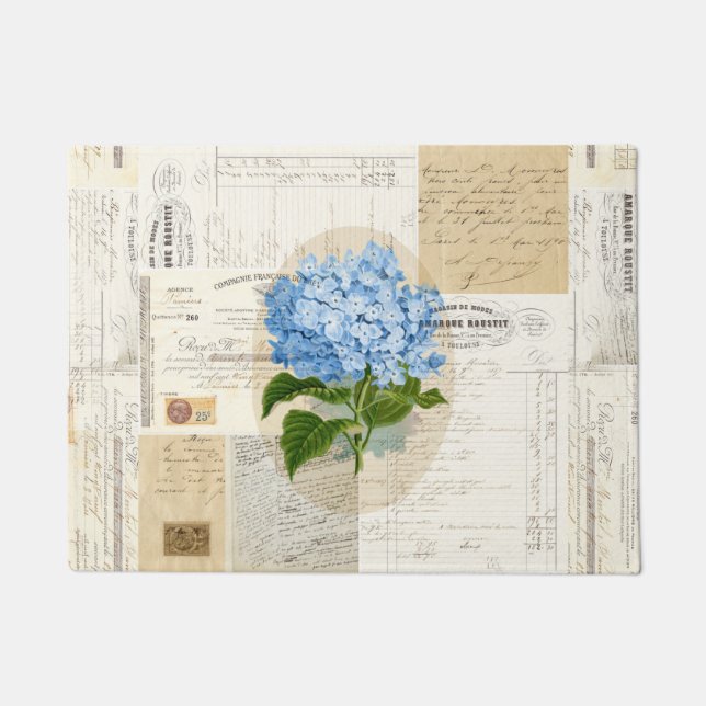 Paillasson Natte française d'éphémères d'hortensia bleu (Devant)