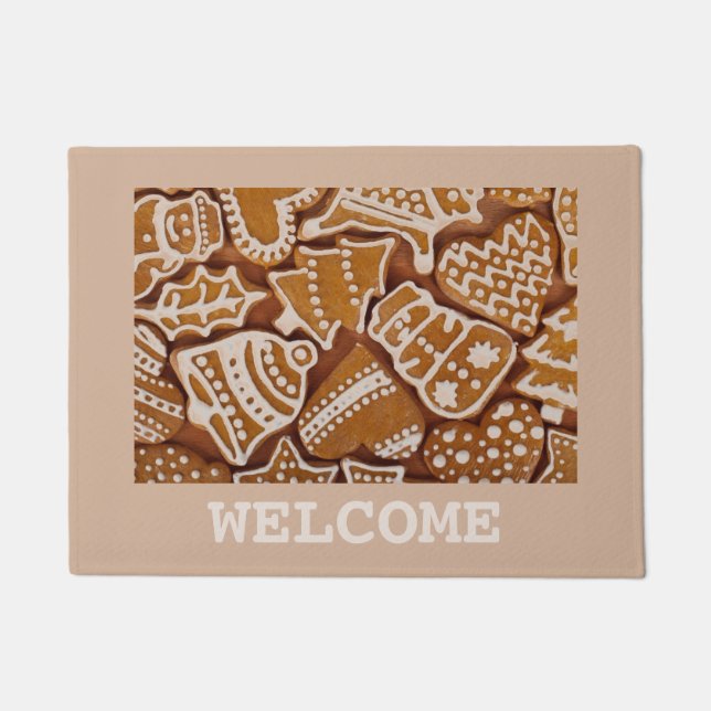 Paillasson Natte mignonne de vacances de Noël de pain d'épice (Devant)