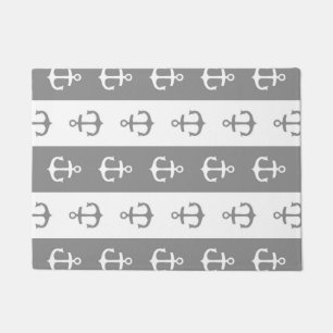 Paillasson Natte nautique de blanc gris de rayures d'Ancres