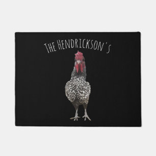 Paillasson Natte noire nommée personnalisée par coq mignon