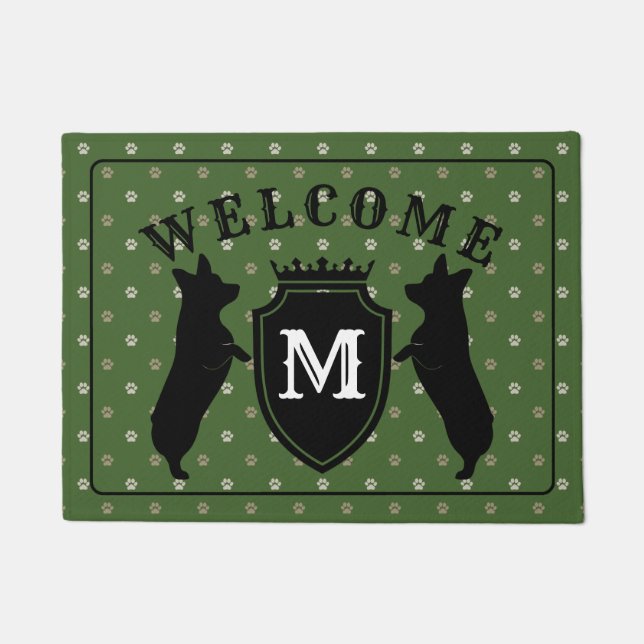Paillasson Natte personnalisable de corgi de Gallois (Devant)