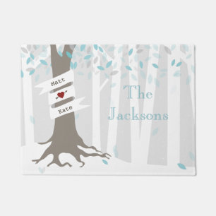 Paillasson Natte personnalisée par forêt d'hiver - bleu