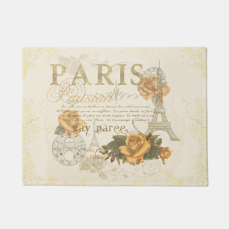 Paillasson Natte vintage de Tour Eiffel de roses de Paris de