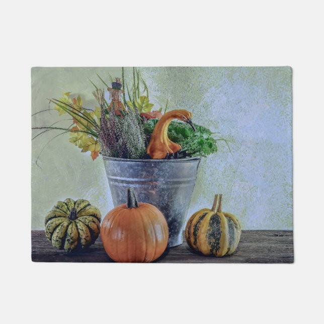 Paillasson Nature morte d'automne avec citrouilles, fleurs (Devant)