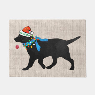 Paillasson Naughty, mais Nice Noir Labrador Noël