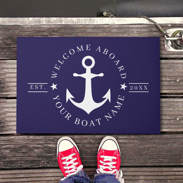 Paillasson Nautical Anchor Custom Boat Name Welcome Doormat (Nautical Anchor Custom Boat Name Welcome Doormat)