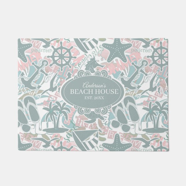 Paillasson Nautical Beach Collage (Devant)