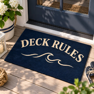 Paillasson Nautical Deck Rules Navy Blue Coastal Door Mat
