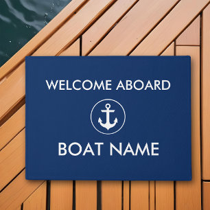 Paillasson Nautical Marine Blue Welcome Nom du bateau Mat de