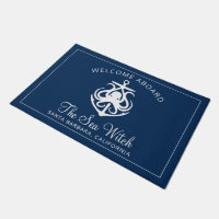 Nautical Navy Blue Welcome Aboard Nom du bateau