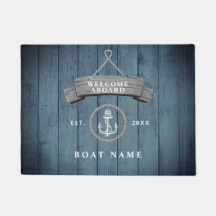 Paillasson Nautique nom de bateau rustique vintage corde d'an
