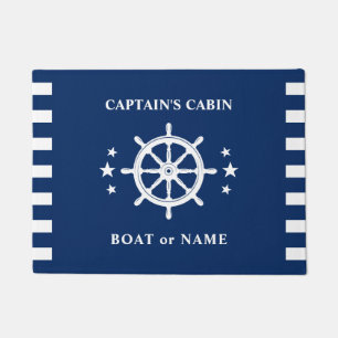 Paillasson Navire Helm Wheel Capitaine Cabine Nom du bateau N