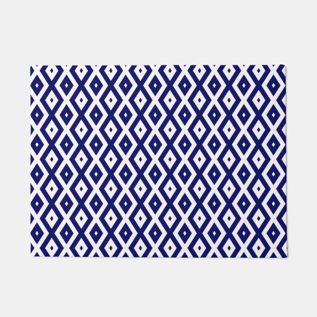 Paillasson Navy blue and white diamond pattern (Devant)