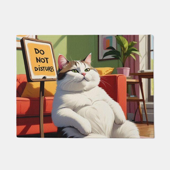 Paillasson Ne pas déranger Fat Cat Drôle  (Devant)