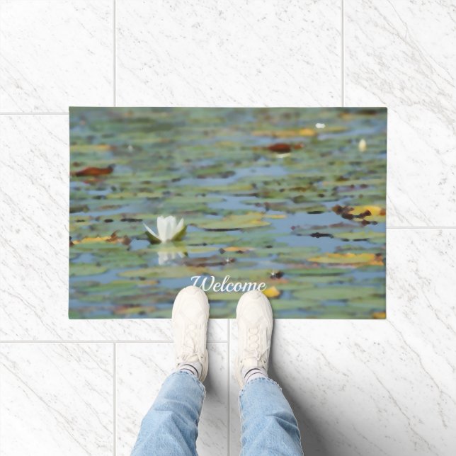 Paillasson Nénuphar Lake Flower Watercolor Mat de porte (Intérieur)