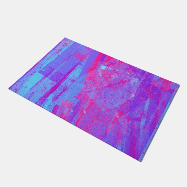 Paillasson Neon Pink & Aqua Blue Abstract (Incliné)