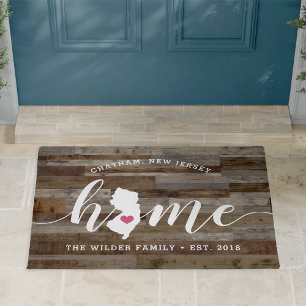 Paillasson New Jersey Home State Personnalisé Look Bois