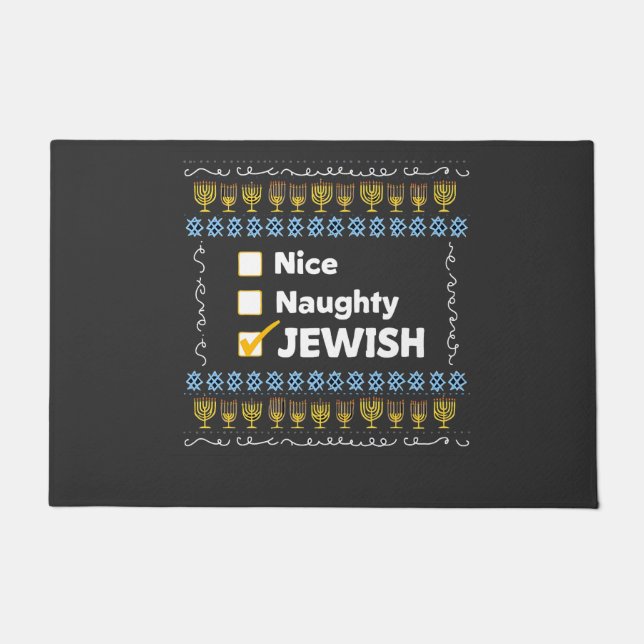 Paillasson Nice Naughty Juif Hanoukka Ugly Sweater (Devant)