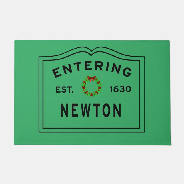 Paillasson Noël à Newton, MA Vacances Wreath (Devant)