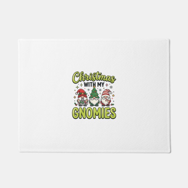 Paillasson Noël avec mes gnomes conception de gnome (Devant)