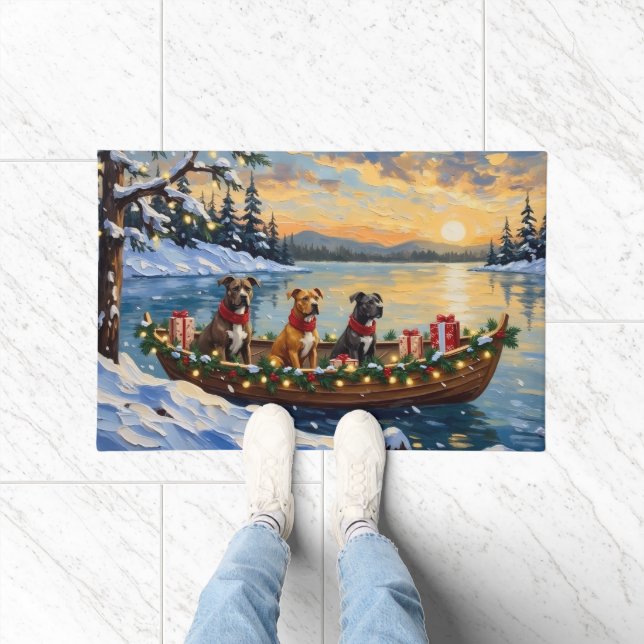 Paillasson Noël Bateau de Noël Pitbull (Intérieur)