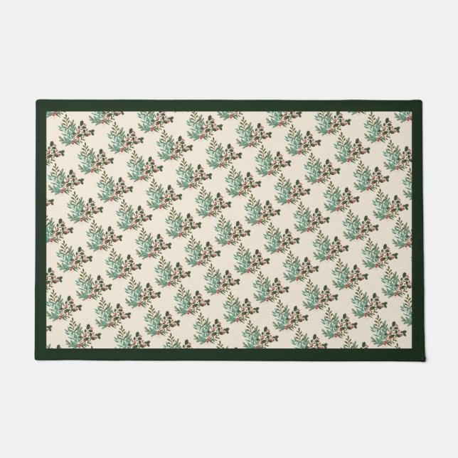 Paillasson Noël botanique vert classique (Devant)