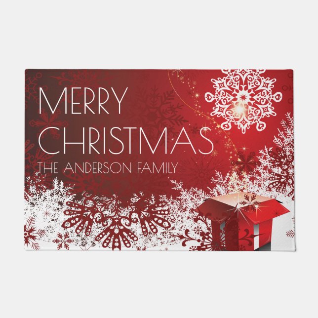 Paillasson Noël cadeau surprise flocon hiver (Devant)