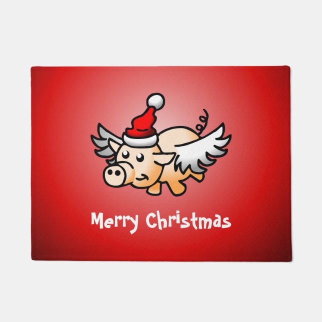 Paillasson Noël Cochon Volant (Devant)
