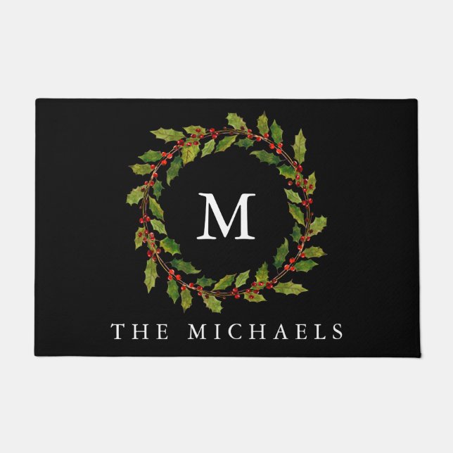 Paillasson Noël de Holly Berry Wreath (Devant)