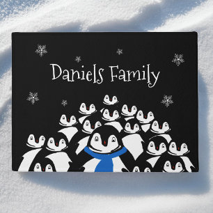 Paillasson Noël de la famille des pingouins mignons Personnal