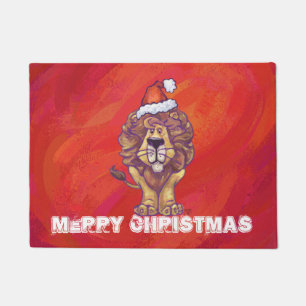 Paillasson Noël du lion en rouge